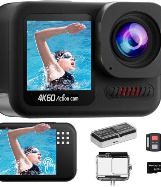 4K60FPS Waterproof Action Camera,48MP 15M Bare Underwater Camera with 64GB Card,8X Zoom Touch Screen SportsCamera,6-axis EIS Motorcycle Camera with Remote Control Distortion Correction
