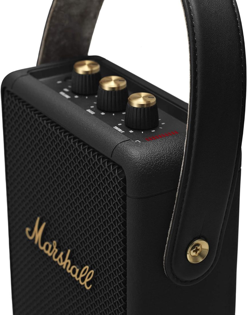 Marshall Stockwell II Portable Bluetooth Speaker, Black and Brass - Image 7