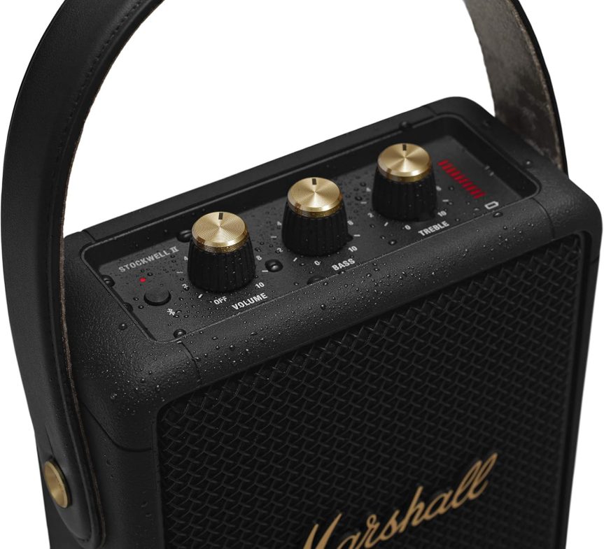 Marshall Stockwell II Portable Bluetooth Speaker, Black and Brass - Image 8
