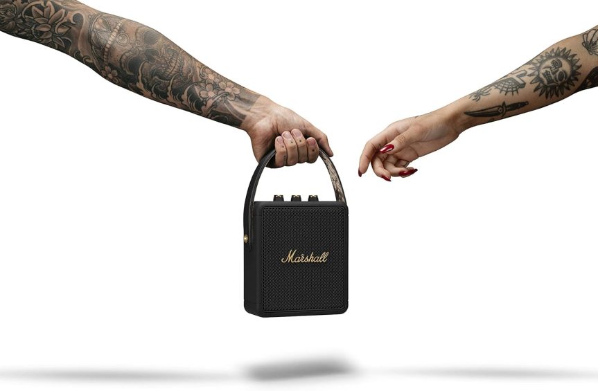 Marshall Stockwell II Portable Bluetooth Speaker, Black and Brass - Image 10
